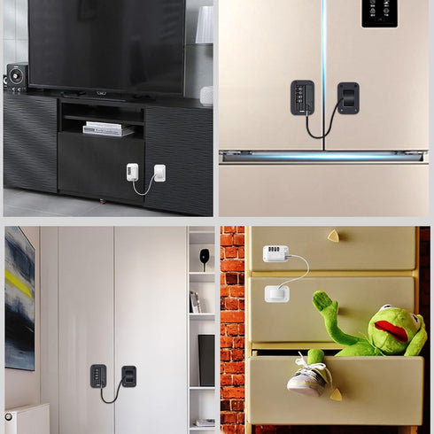 Fridge Lock (2 Pack), Heavy Duty Combination Refrigerator Lock, for Fridge, Cabinets, Window and Child Locks for Cabinets and Drawers, Strong Non-...