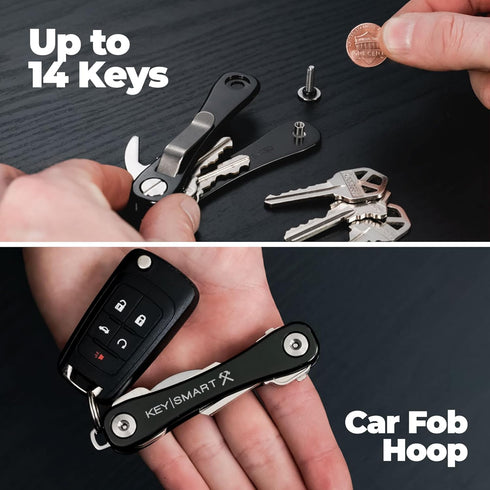 KeySmart Rugged - Multitool Key Holder for Keychain w/Bottle Opener and Pocket Clip, Organizer for Keys, EDC Keychains, Ring for Car Fobs Key Chai...