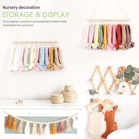 POVETIRE 2PCS Headband Holder for Girls,Baby Headband Organizer Head Bands Hair Accessories Display Storage Wall Hanging Decor for Nursery Toddler...