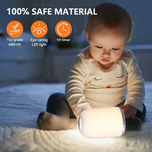 Hifree Touch Bedside Table Lamp,Portable USB-C Rechargeable Night Light for Kids. RGB Dimmable with 3 Modes for Bedroom, Nursery,Living Room. Soft...