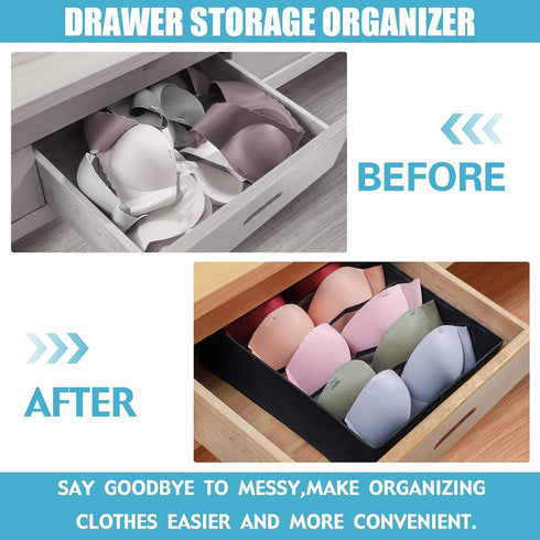Boudar Black Foldable Dresser Drawer Organizers Underwear Organizer Dividers?5 Cell Foldable Storage Boxes Drawer under Cabinet Organizer for Bra,...