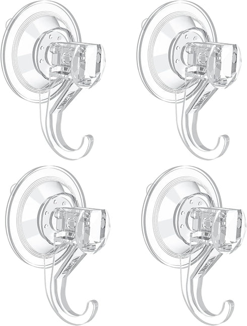 VIS'V Suction Cup Hooks, Small Shower Suction Hooks, Heavy Duty, Removable and Reusable, Clear, 4 Pcs...