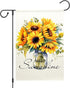 ChloropLastid Hello Sunshine Garden Flag Mason Jar Sunflowers Double Sided for Outside Small Garden Flag 12x18 Inch Welcome Burlap Seasonal Yard O...