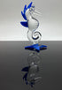 Garden Deco Glow in The Dark Blue Sea Horse Hand Blown Art Glass Figurine Ornament Sculpture...