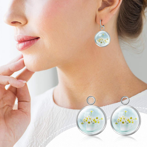 120 Pieces Stainless Steel Pendant Tray Kit Including 60 Pieces Round Frame Tray Blank Pendant Bases and 60 Pieces Clear Glass Cabochons for DIY J...