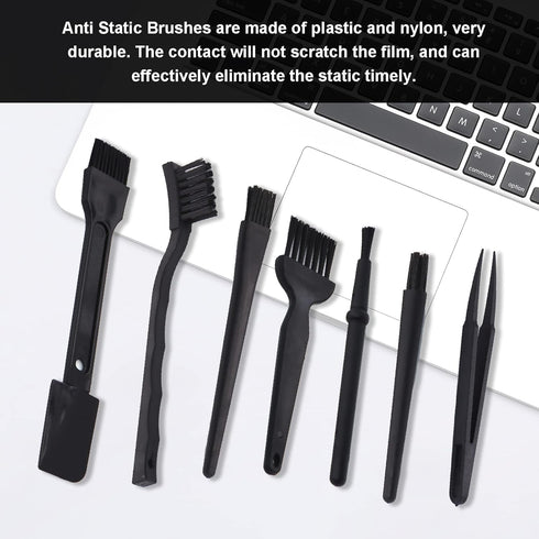 Computer Keyboard Cleaning Brush Kit, Portable Plastic Handle Nylon Cleaning Brushes-Black Set of 7...
