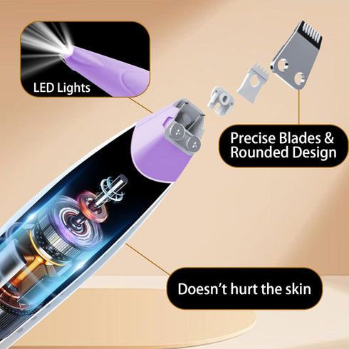 Dog Paw Trimmer with LED Light?Cordless Rechargeable Dog Clippers?Low Noise Dog and Cat Clippers?Pet Grooming Clippers Hair Trimmer...