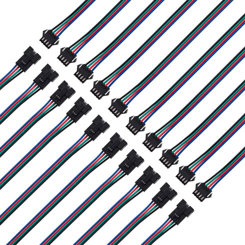 BTF-LIGHTING 10 Pairs 4pin SM JST 15cm Cable Female/Male connectors for Led Strip RGB 5050 3528 WS2801 APA02 WS2815 WS2813...
