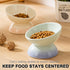Ceramic Raised Cat Bowls, Tilted Elevated Food or Water Bowl for Cats and Small Dogs, Stress Free Whisker Friendly Porcelain Pet Bowl Dish, Dishwa...