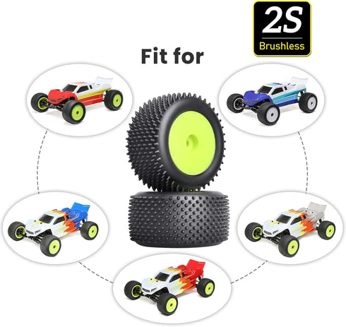 1/18 RC Buggy Rear Tires and Wheels Preglued for Wltoys 184011 A959 HSP 94815 94810 HPI Losi Mini T 2.0 1/18th Rail Buggy Model, 2PCS (Green)...
