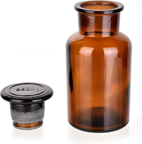 2 Packs 250ml Glass Reagent Bottle,Lab Wide Mouth Reagent Bottle, Glass Bottle With Glass Ground Stopper (Amber)…...