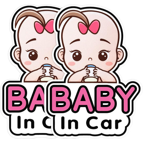 2 Pcs Baby in Car Stickers Sign and Decal for Girl Baby Car Removable Safety Notice on Board Stickers (Girl Style)...
