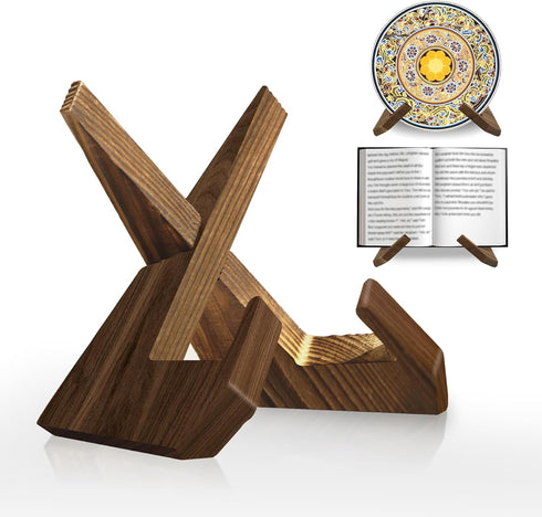 Picrit Plate Stand for Display - 6.5 Inch Stand + Detachable Wooden Picture Frame holder stand Picture, Decorative Plate, Book, Photo Easel for Di...