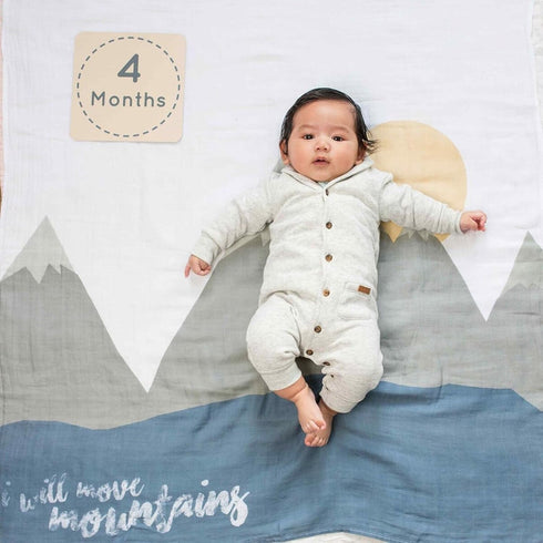 lulujo Baby’s First Year Milestone Blanket and Card Set | 40in x 40in (I Will Move Mountains)...