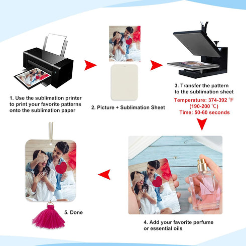 Temlum 40 Pcs Sublimation Air Freshener Blanks with 40 Pcs Tassels, Elastic Rope, Clear Bag, Sublimation Blanks Products DIY Air Freshener for Car...