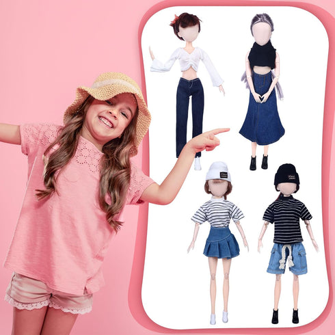 Geyoga 14 Pcs Doll Clothes and Accessories for 11.5 Inch Girl Doll Accessories Doll Denim Cotton Doll Cloth Doll Pants Shoes Casual Wear Clothes O...