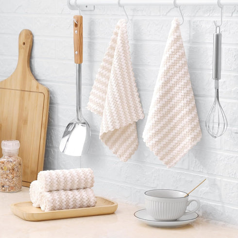 Homaxy 12 Pack Kitchen Dish Cloths, Ultra Soft and Absorbent Dish Towels, Reusable Fast Drying Microfiber Cleaning Cloth, Coral Velvet Wave Design...