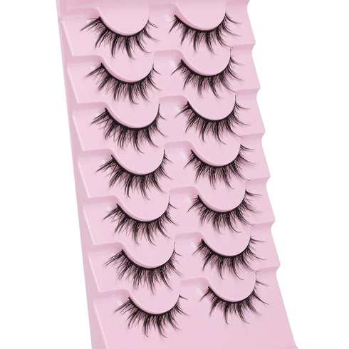 Manga Lashes Natural Look False Eyelashes Anime Lashes Mink Wispy Fluffy Spiky 3D Volume Eyelashes Pack Korean Japanese Asian Cosplay Fake Eyelash...