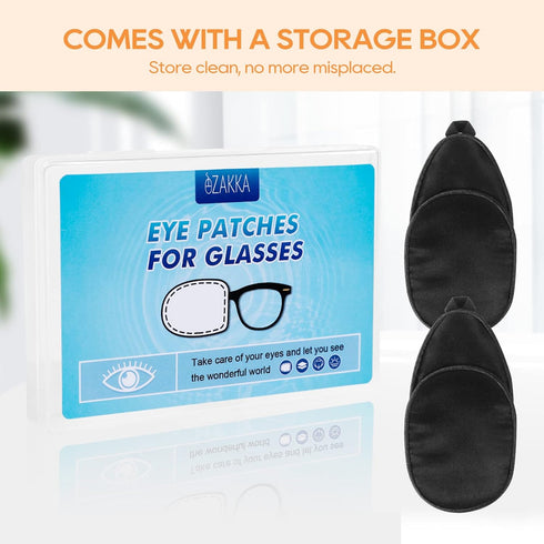 eZAKKA Eye Patches for Adults Kids, Eye Patch for Glasses, Medical Soft Eye Patch for Lazy Eye Amblyopia Strabismus and After Surgery (Black+Black...