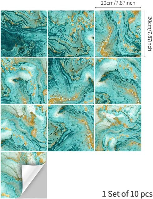 funlife 10Pcs Peel and Stick Kitchen Backsplash, Self-Adhesive Waterproof Tile Stickers, Retro Wall Decals for Home Bathroom Laundry Room Decor, 7...