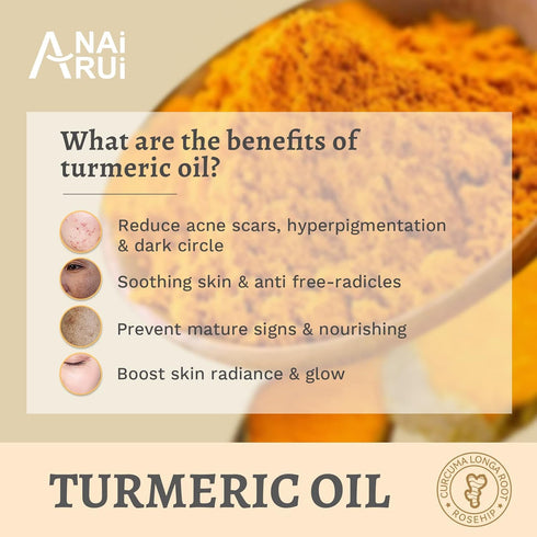 ANAI RUI Turmeric Face Oil, Facial Oils & Serum with Turmeric, Turmeric Skincare Oil for Dry Skin, Wrinkles, Acne, Evens Tone, Moisturizing Face O...