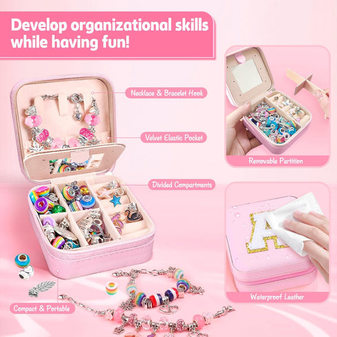 Charm Bracelet Making Kit for Girls - 77pcs Kids Jewelry Making Kit DIY Charm Bracelet Necklace Kit for Girls Ages 5-12 Unicorn Crafts Birthday Ea...