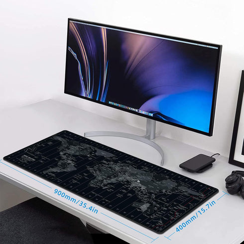 Extended Speed Gaming Mouse Pad Large Size 35.4 X 15.7X 0.12inches Desk Mat Mousepad with Personalized Design - World Map...