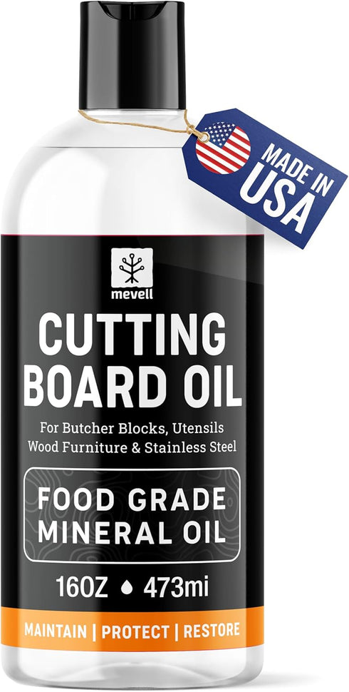 Food Grade Mineral Oil for Wood Cutting Board - 16oz, Food Safe USP Certified Cutting Board Oil & Butcher Block Conditioner for Bamboo Boards, Mar...