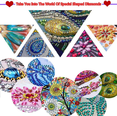 DIZAKIM Diamond Painting DIY 5D special shape rhinestone, flower bush dragonfly, part of diamond crystal diamond painting mandala set 11.8x11.8inc...