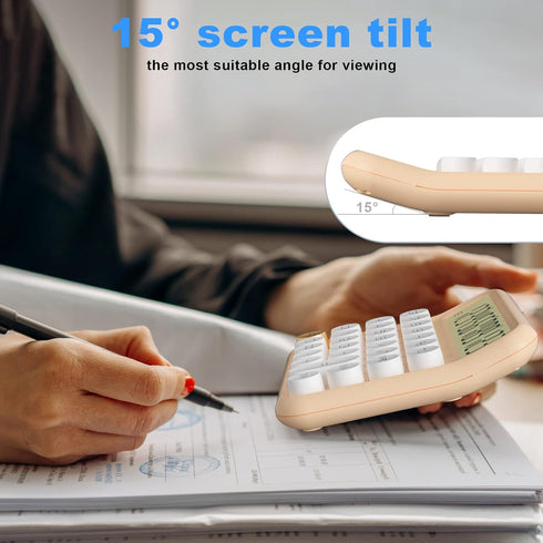 Mechanical Calculator 12 Digit Extra Large 5-Inch LCD Display, DECKLIT Battery Desk Calculator, Big Buttons Easy to Press Use as Office Calculator...