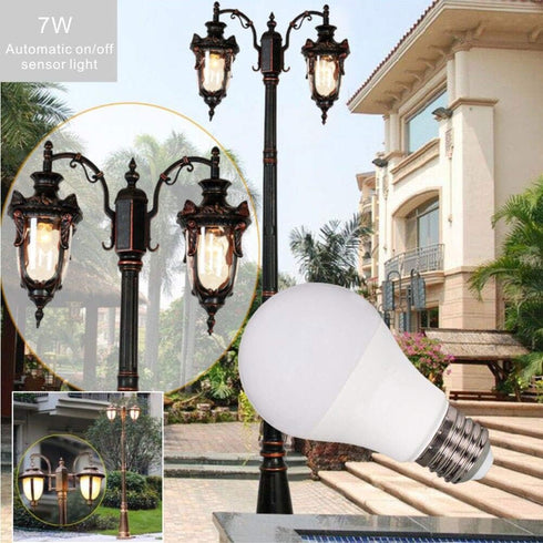 Dusk to Dawn LED Outdoor Light Bulb 7W Daylight White Auto on/Off Photocell Sensor A19 LED Light Bulb 60 Watt Equivalent, 3-Pack...