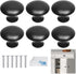 Kare & Kind 6X Round Cabinet Knobs - Matte Black - Pulls for Kitchen Drawers, Cupboards, Dressers - Classic Looking Handles - Hardware for DIY, Ho...