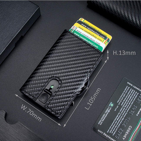 Carbon Flick Wallets for Men | Minimalist Slim Pop Up Wallet| RFID Blocking Metal Credit Card Holder | Slim Front Pocket Wallet, with Coin Pocket ...
