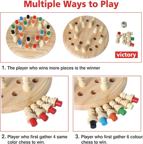 Wooden Memory Match Stick Chess Game, Color Memory Chess, Funny Block Board Game, Parent-Child Interaction Toy, Educational Intelligent Games for ...