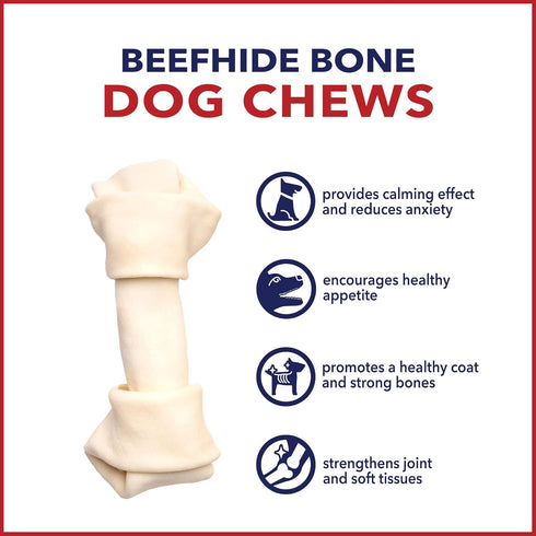 Pet Factory American Beefhide 6-7" Knotted Bones Dog Chew Treats - Natural Flavor, 3 Count/1 Pack...