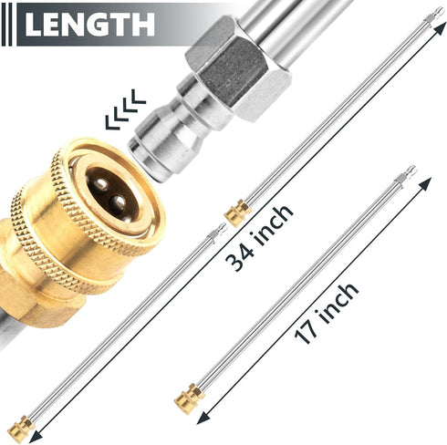 Pressure Washer Extension Wand, 2 Pack Pressure Washer Wands, 17 Inch Stainless Steel Power Washer Extension Wand, 1/4 Inch Quick Connect Power Wa...