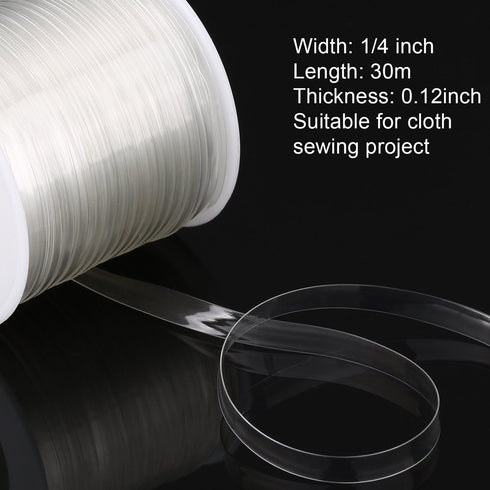 BBTO Clear Elastic Strap Lightweight Elastic Clear Bra Strap for Cloth Sewing Project (33 Yards x 0.12 Inch)...