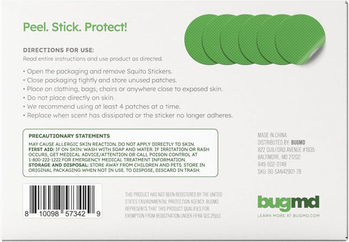 BugMD Squito Stickers Mosquito Repellent Patch Stickers for Adults (78 Stickers), Safe & Effective Insect Repellent Patches for Toddlers, Kids, Ca...