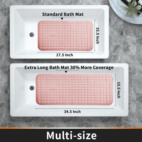 Yimobra Bathtub Mat Non Slip, Super Strong Suction Cups, 27.5"x15.5" Long Shower Mat with Drain Holes, Machine Washable Fast Draining Bath Mats, B...