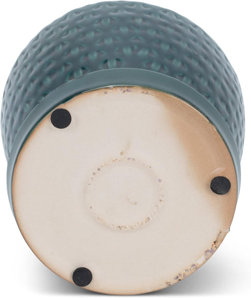Teal Ceramic Pot with Reactive Glaze for Indoor Plants Planter with Saucer, 4.75 x 5.5 Inch...