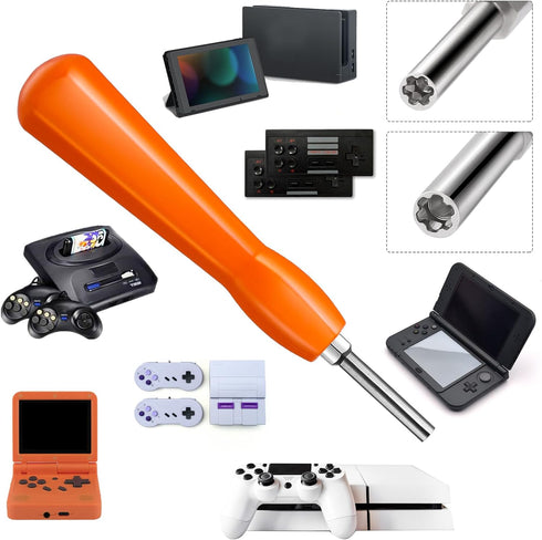 Gamebit Security Screwdriver, Double-ended 3.8mm 4.5mm Gamebit Screwdriver Bit Set Compatible with NES,SNES,N64,GameBoy,Game Cartridges Orange...