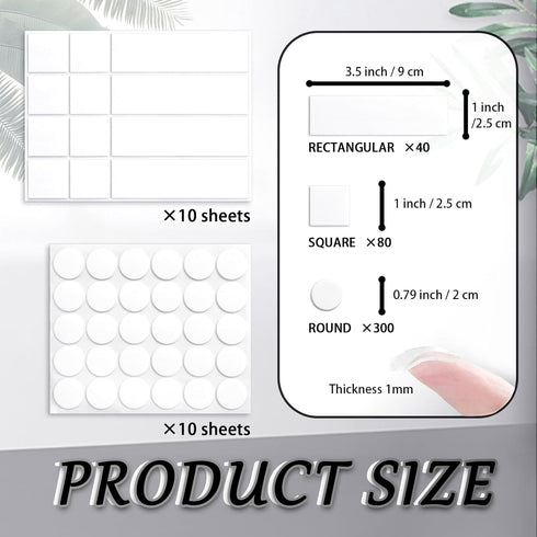 420Pcs Double Sided Tapes for Wall Hanging Decoration,Removable Strong Mounting Adhesive Tape with Square Round Rectangular for Balloon,Photo,Post...