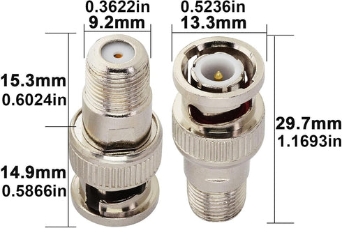 Boobrie F-Type to BNC Coax Adapter - BNC/F Female Coaxial Cable Connector - RG6/59/58/SDI/HD SDI (5 Pack) for CCTV Camera, Satellite Scanner...