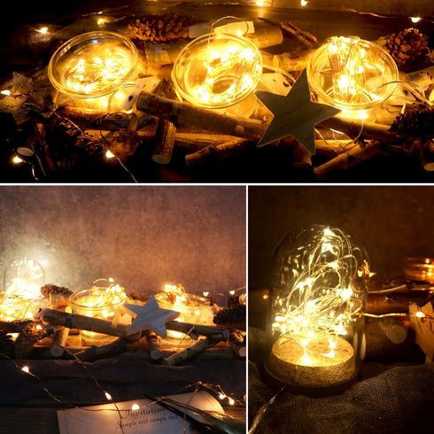 OakHaomie 6 Pack 10ft(3m) LED Starry String Lights 30 Micro LEDs on Silvery Copper Wire,2pcs CR2032 Batteries Required and Included, for DIY Weddi...