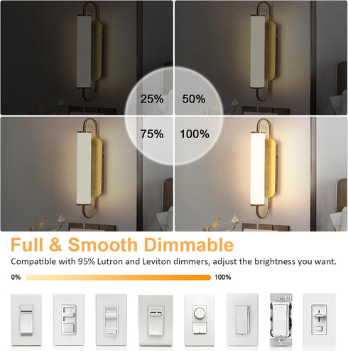 Dimmable T10 Frosted Led Bulb 6W, E26 LED Tubular Bulb 60 Watt Equivalent, 6 Pack 3000K LED Edison Light Bulbs, 4.72 inch Vintage Style, for Wall ...