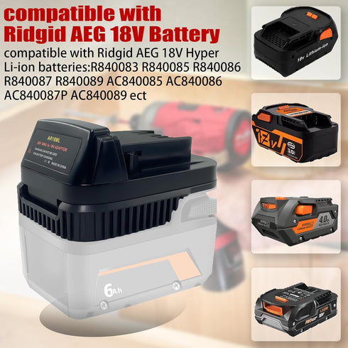 for Ridgid AEG to Milwaukee Battery Adapter, Convert for Ridgid AEG 18V Lithium Batteries to Milwaukee M18 18v Cordless Power Tools Use...