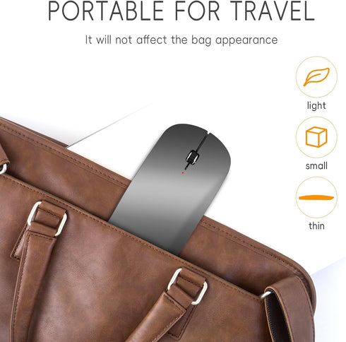 KANG RUI Bluetooth mouse Slim Mini Portable Flat Travel Wireless mouse Rechargeable t Ultra-Thin Mice Quie Compatible with Laptop PC Notebook Tabl...