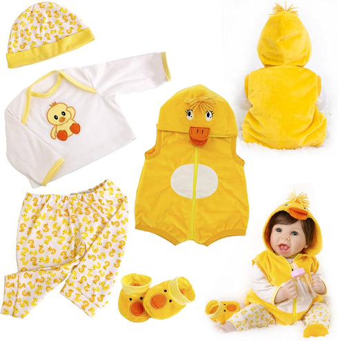 Aori Reborn Baby Doll Clothes - Outfit Accessories for 20-24 inch Realistic Newborn Toy Dolls, 5 Piece Set...