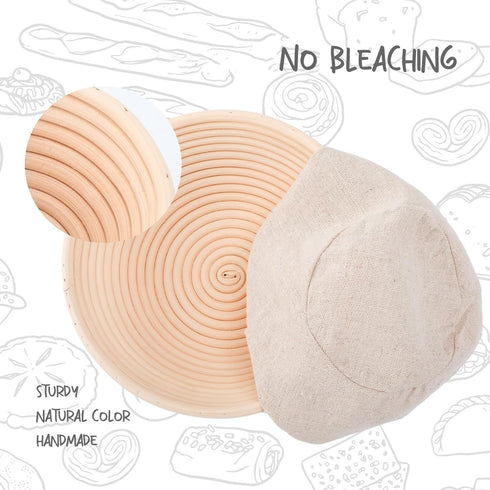 Proofing Baskets for Sourdough Bread Making, Dough Proofing Bowls Kit with Cloth Liner + Scoring Lame + Scraper for Professional & Home Sourdough ...