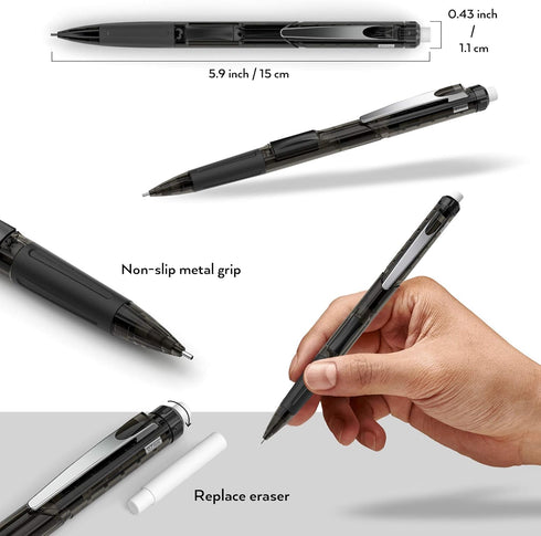 Nicpro 0.7 mm Art Mechanical Pencil Bulk Set, 10 PCS Colored Rotate-Erase & Fast Click Lead Pencils with 5 Tubes HB Lead Refills, 10 Eraser Refill...